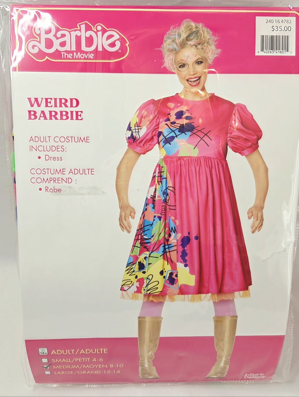 NWT BARBIE Movie Weird Barbie Halloween Costume Adult Women Size Medium 8-10